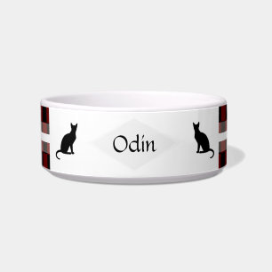 Tigela Checkers Personalizável Cat Comida Bowl