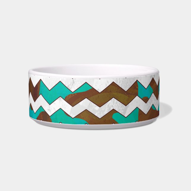 Tigela Chevron Cow Brown e Teal Impressão (Direita)