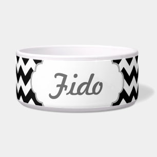 Tigela Chevron preto e branco - texto feito sob encomenda