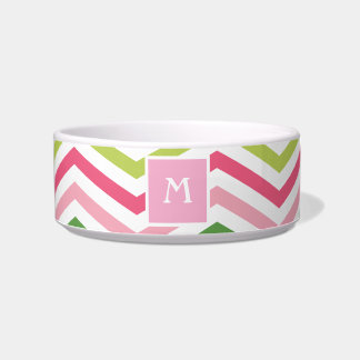 Tigela Chevron Rosa e Verde| Monograma de gatos