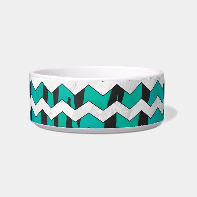 Tigela Chevron Tiger Black and Teal Impressão (Direita)