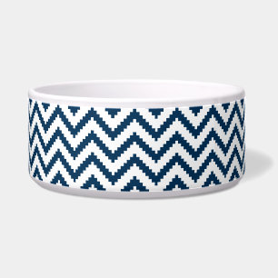 Tigela Chevron Tribal Dog, Marinho Azul e Branco