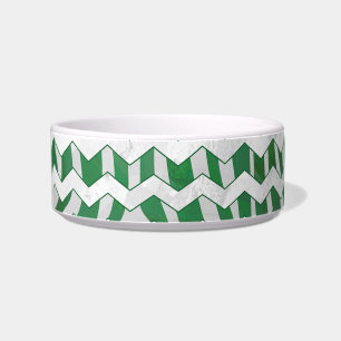 Tigela Chevron Zebra Green e White Impressão