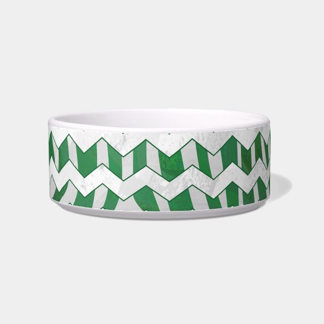 Tigela Chevron Zebra Green e White Impressão (Direita)
