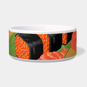 Tigela Chic Moderno Elegante Sushi Preto e Vermelho