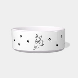 Tigela Chihuahua Elegante: Decoração de Arte Linear Perso