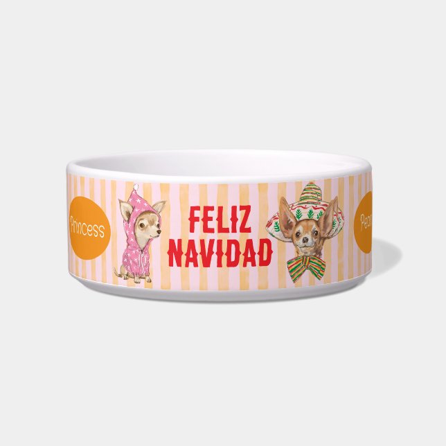 Tigela Chihuahua Feliz Navidad Feliz Cão de Feliz Feliz H (Frente)