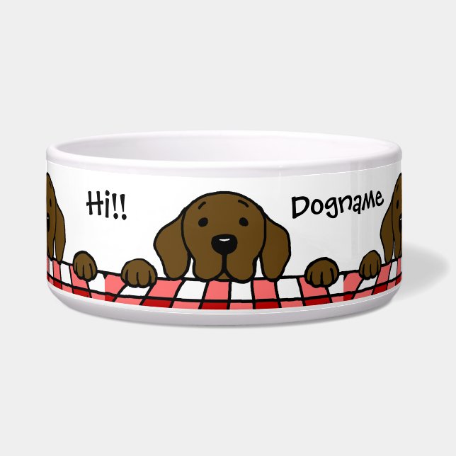 Tigela Chocolate Labrador que olha o cozinha (Frente)