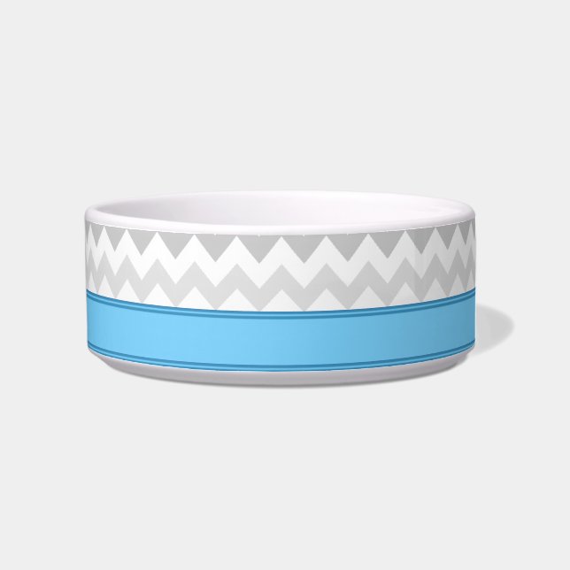 Tigela Cinza Chevron Blue personalizado Cat Bowl (Direita)