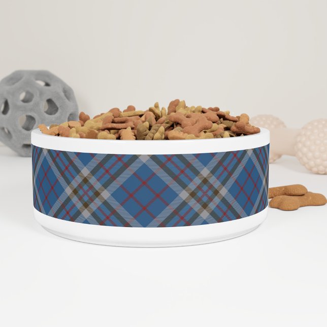 Tigela Clan Thompson Tartan Xadrez Cinza Padrão Azul (Plaid Rustic Clan Thompson Tartan Dog Bowl)