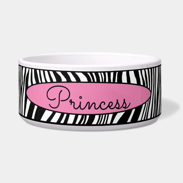 Tigela Clássica Moderna Zebra Padrão cutâneo Pet Cão Comi (Frente)