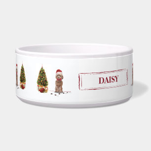 Tigela Cockapoo Castanho Engraçado Cachorro de Natal e Ár