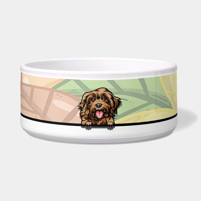 Tigela Cockapoo Fofo Espiando, comida ou bebida (Frente)