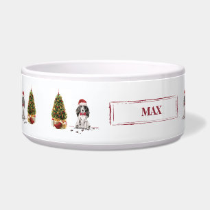 Tigela Cocker Spaniel Engraçado Cachorro de Natal com Árv
