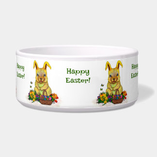 Tigela Coelho da Páscoa com Ovos e Flores