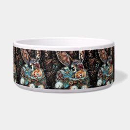 Tigela Coelho Whimsso Rabbit Floral Abstrato Teal Preto