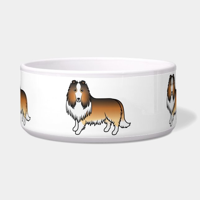 Tigela Collie Áspero Sable Cães de Desenho Animado Fofo (Frente)