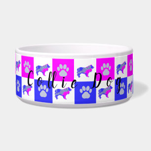 Tigela Collie Rough Dog & Paw Hot Pink e Blue Pet Bowl