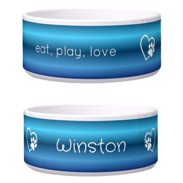 Tigela com Nome de Cachorro Personalizado Eat Play (Criador carregado)