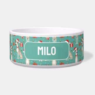 Tigela Com o nome Whimsical Whippet Natal