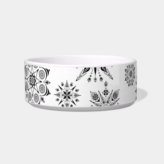 Tigela Comedero de cerámica para mascotas con mandalas (Esquerda)