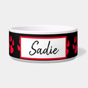 Tigela Comida do Cão de Impressão Vermelho e Negro