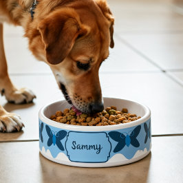 Tigela Comida para animais Borboleta Azul e Azul Escuro