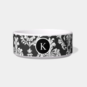 Tigela Cor damasco branca e preto decorativo