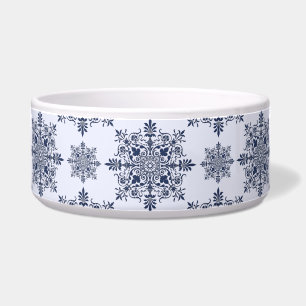 Tigela Cor damasco de flocos de neve azuis