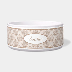 Tigela Cor damasco Decorativa bege com nome personalizado