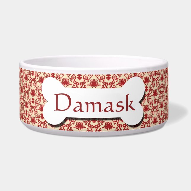 Tigela Cor damasco Vermelha e Creme (Frente)