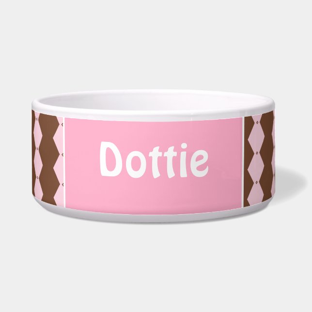 Tigela Cor-de-rosa e castanho personalizados (Frente)