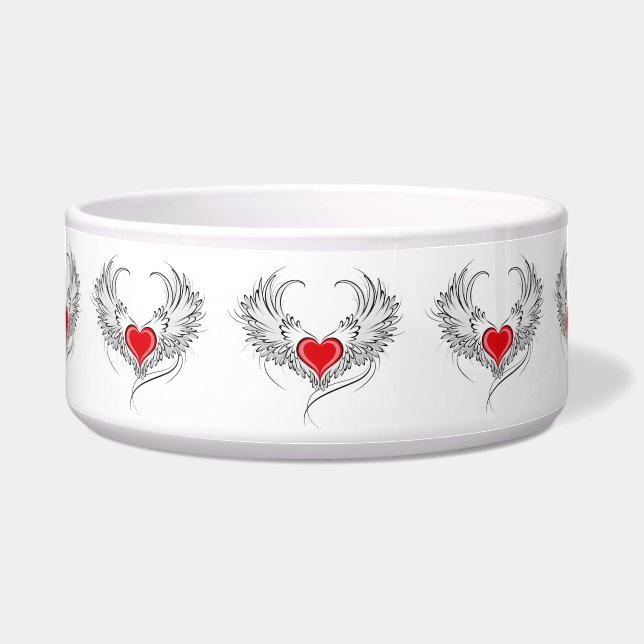 Tigela Coração Anjo Vermelho com asas (Frente)