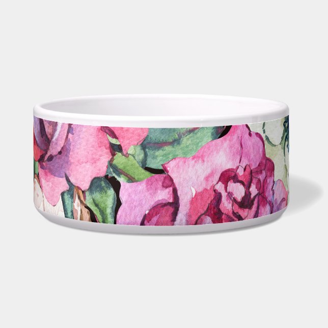 Tigela Coração floral de aquarelas: rosas de colheita. (Frente)