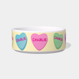 Tigela Corações Doces Personalizados em Pet Bowl Amarelo 