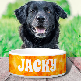 Tigela Corante Amarelo Cão Personalizado ou Nome do Gato 