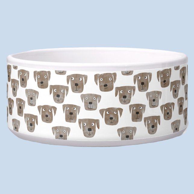 Tigela Corante de chocolate Labrador Retriever Cachorro A (Fun watercolor dog faces pet bowl)