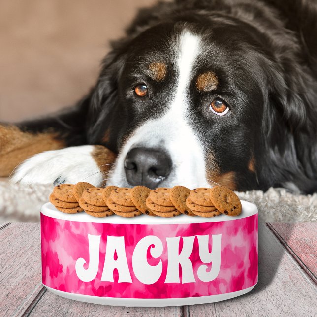Tigela Corante rosa Coletor Personalizado Cão ou Nome do  (Criador carregado)