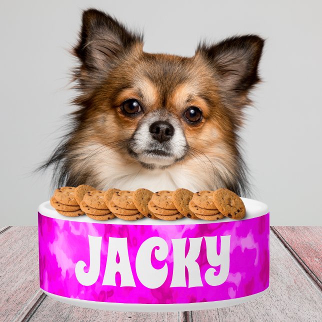 Tigela Corante Roxo Cão Personalizado ou Nome de Gato (Criador carregado)