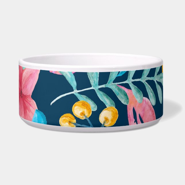 Tigela Cores de água botânica: flores, folhas, ornamento. (Frente)