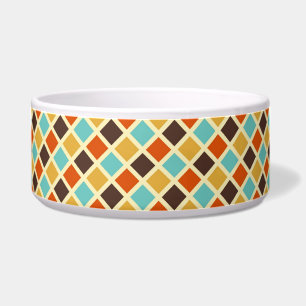 Tigela Cores Retro Vermelho Amarelo Azul Xadrez Diamante