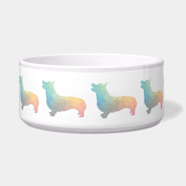 Tigela Corgi Dog Geométrica Patterna Silhouette Pastel (Frente)