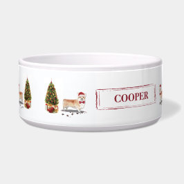 Tigela Corgi Engraçado Cachorro de Natal com Árvore