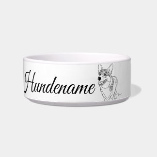 Tigela Corgi Minimalist Line Art personalized food bowl