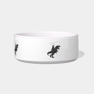 Tigela Cowboy cavalgando dinossauro na era pré-históric