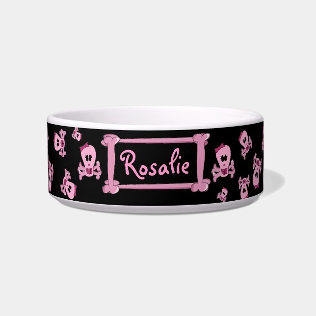 Tigela Crânio feminino cor-de-rosa com a bacia (Frente)