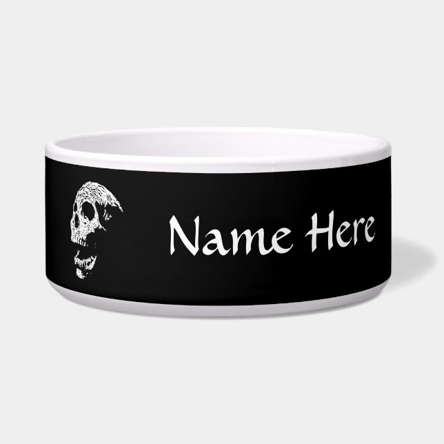 Tigela Crânio no branco no preto (Frente)