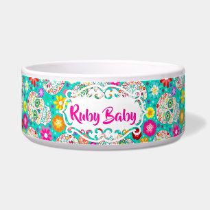 Tigela Crânios de Açúcar Festivo no Touro de Pet