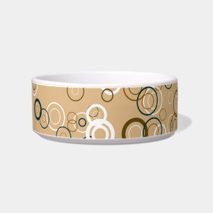 Tigela Creme, Círculos Retro Brancos Abstrato