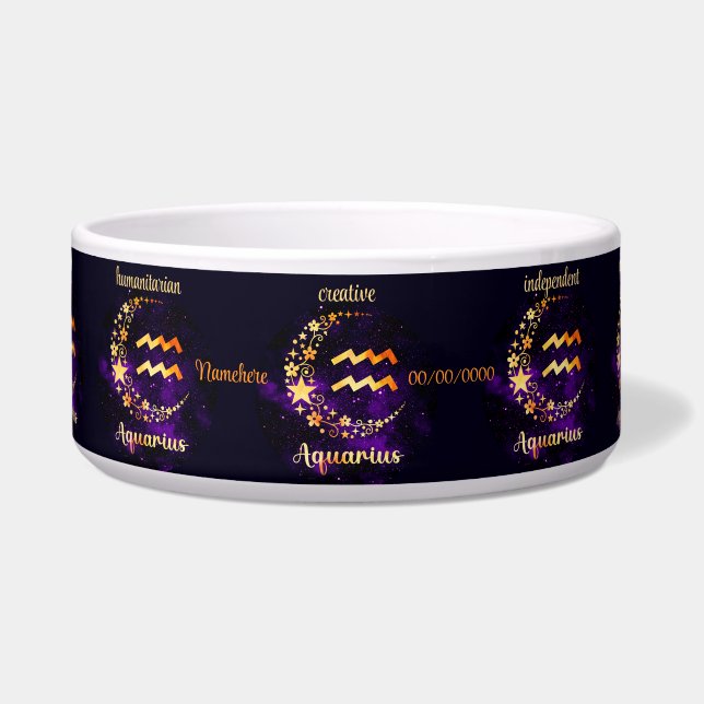 Tigela Crie seu próprio Aquário Celestial Roxo Zodiac (Frente)